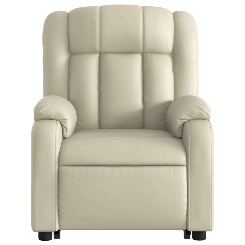 Fauteuil inclinable électrique crème similicuir