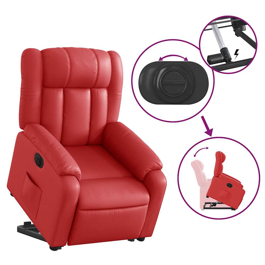 Fauteuil inclinable électrique rouge similicuir