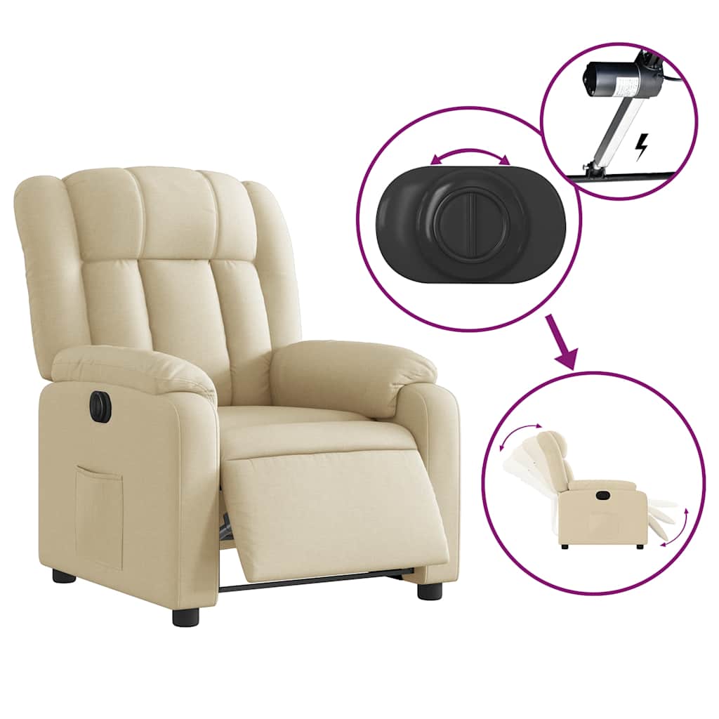 Fauteuil inclinable électrique Crème Tissu