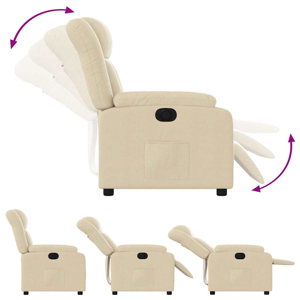 Fauteuil inclinable électrique Crème Tissu