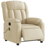 Fauteuil inclinable de massage électrique crème tissu