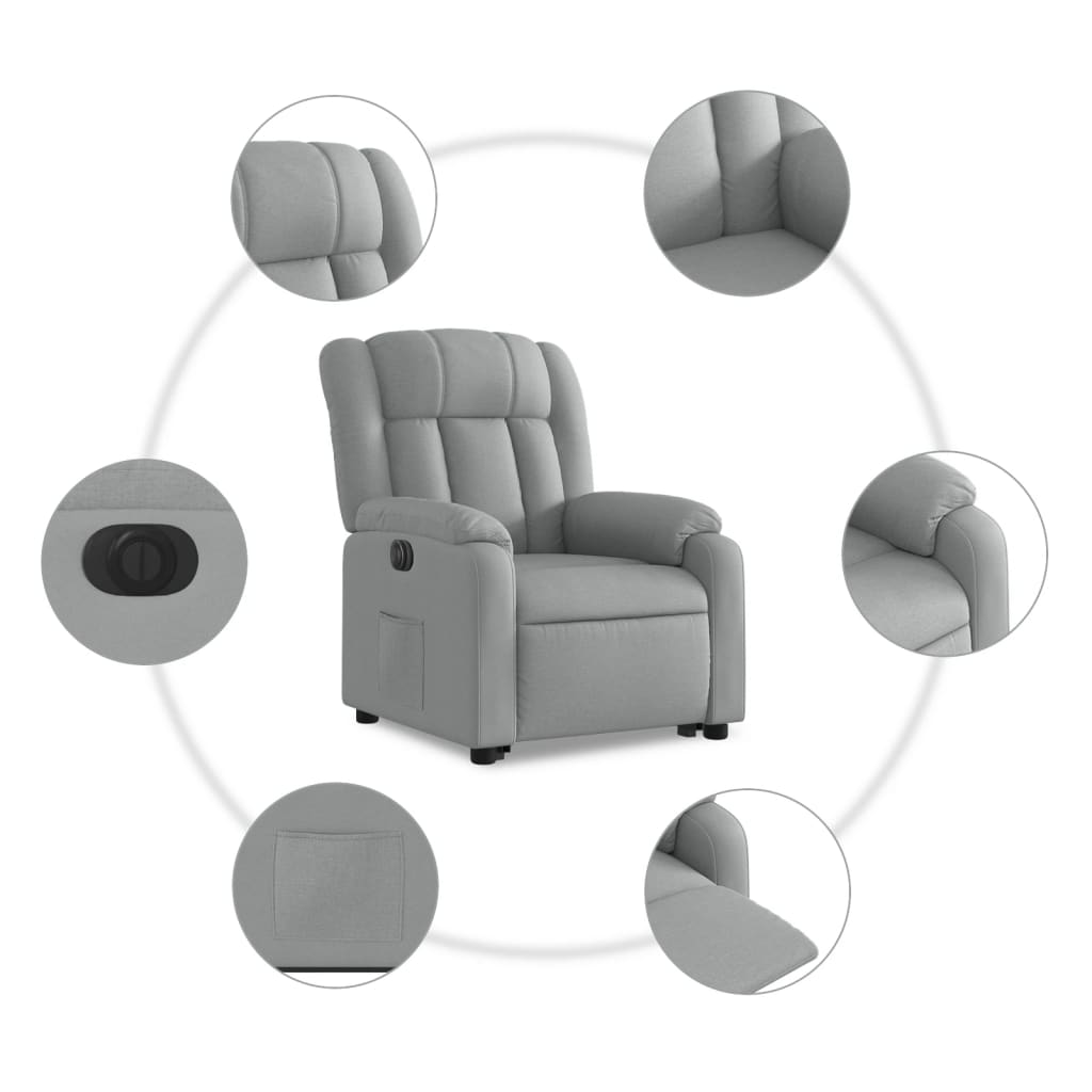 Fauteuil inclinable électrique gris clair tissu