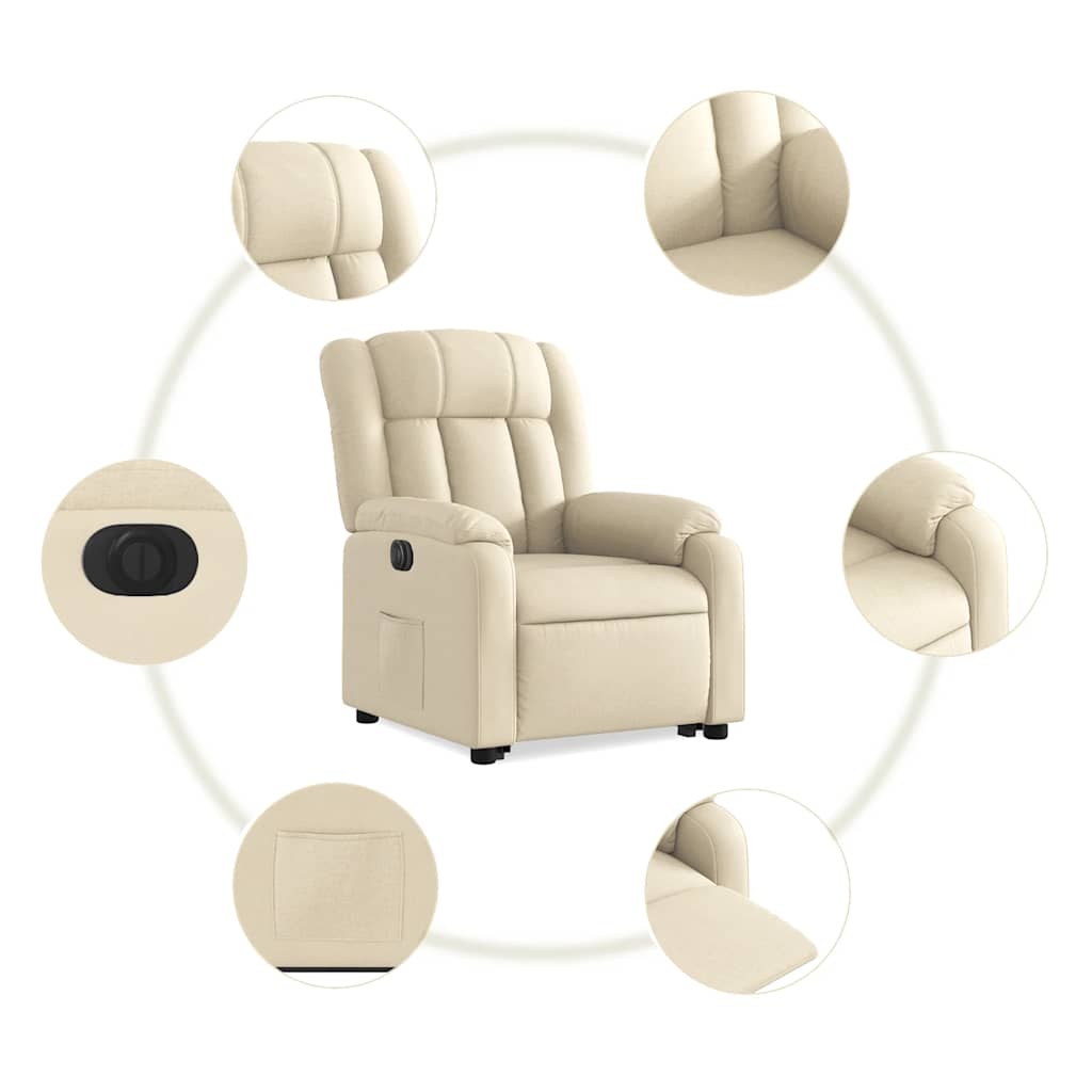 Fauteuil inclinable électrique crème tissu