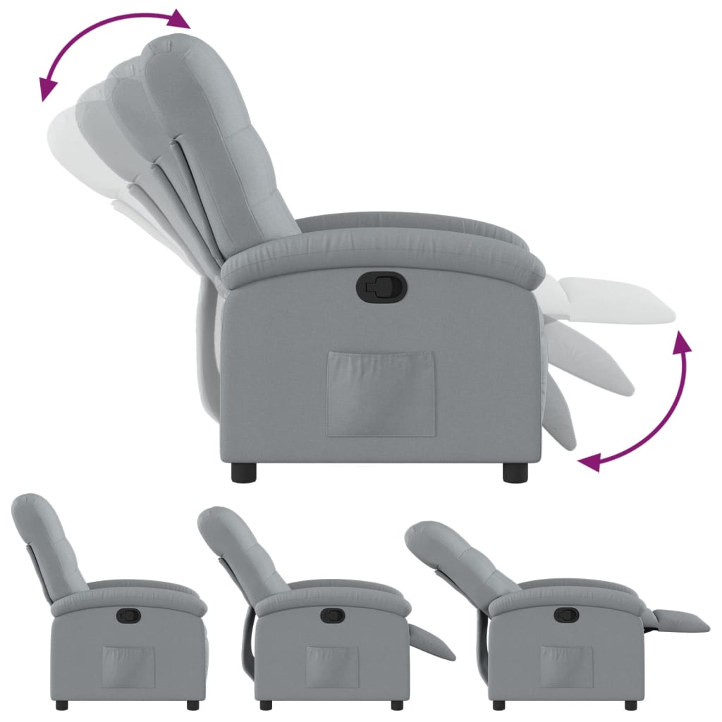Fauteuil inclinable en tissu gris clair