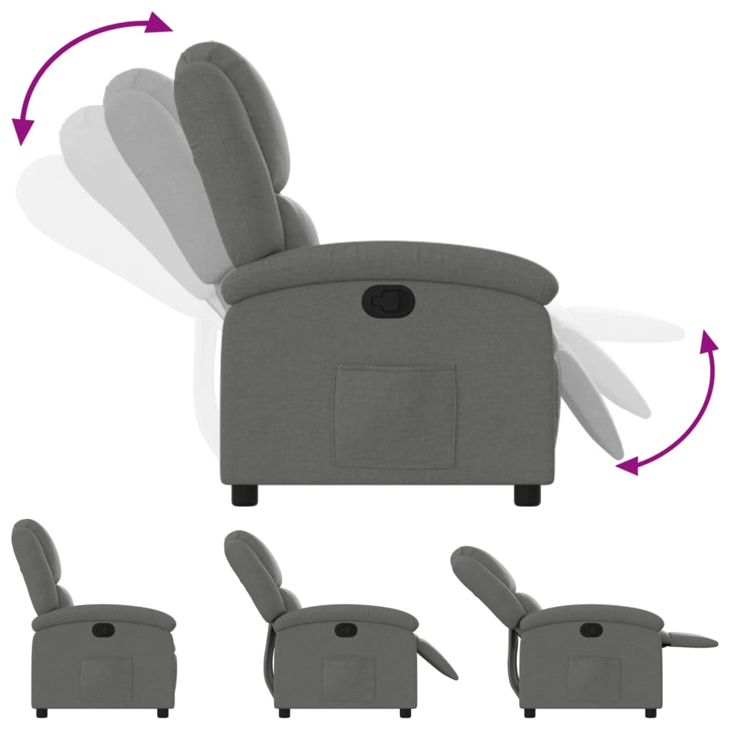 Fauteuil inclinable gris foncé tissu