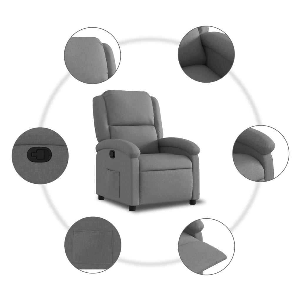 Fauteuil inclinable gris foncé tissu