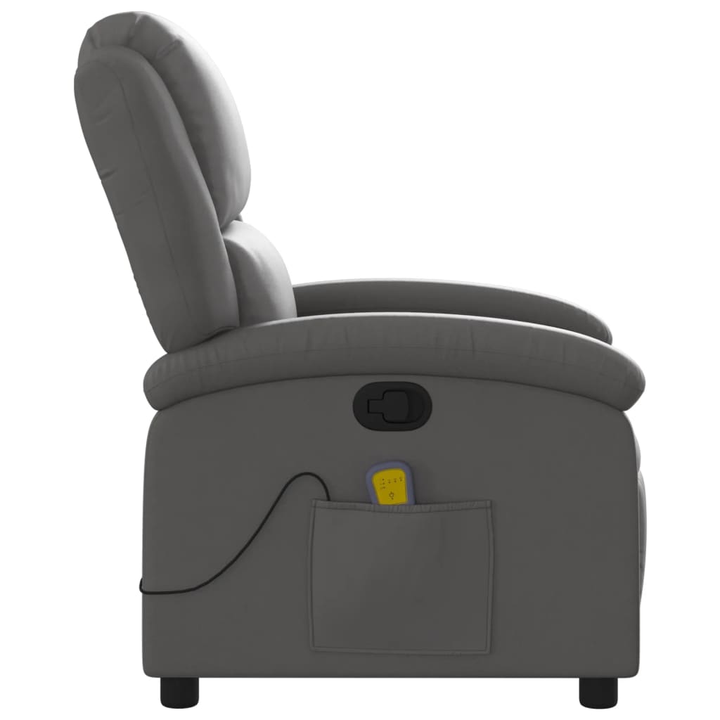 Fauteuil de massage inclinable gris cuir véritable
