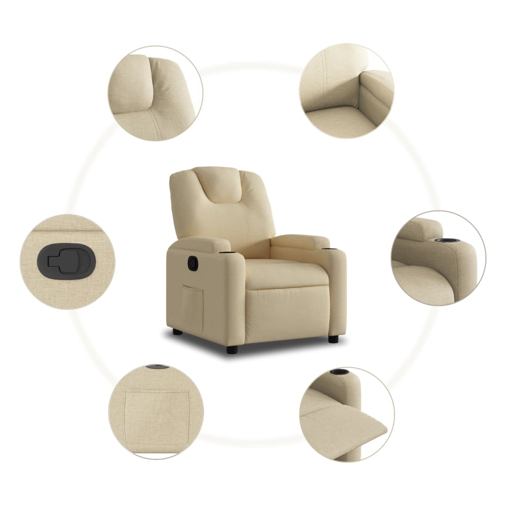 Fauteuil inclinable en tissu crème