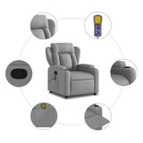 Fauteuil de massage inclinable gris clair tissu