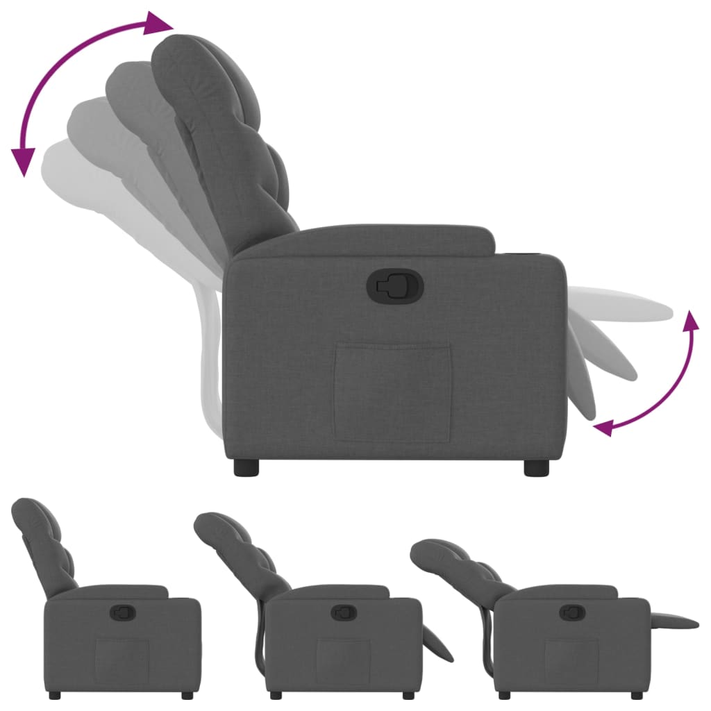 Fauteuil inclinable en tissu gris foncé