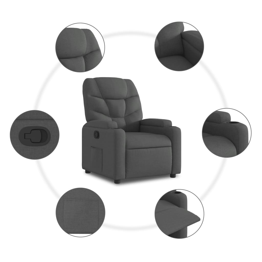 Fauteuil inclinable en tissu gris foncé
