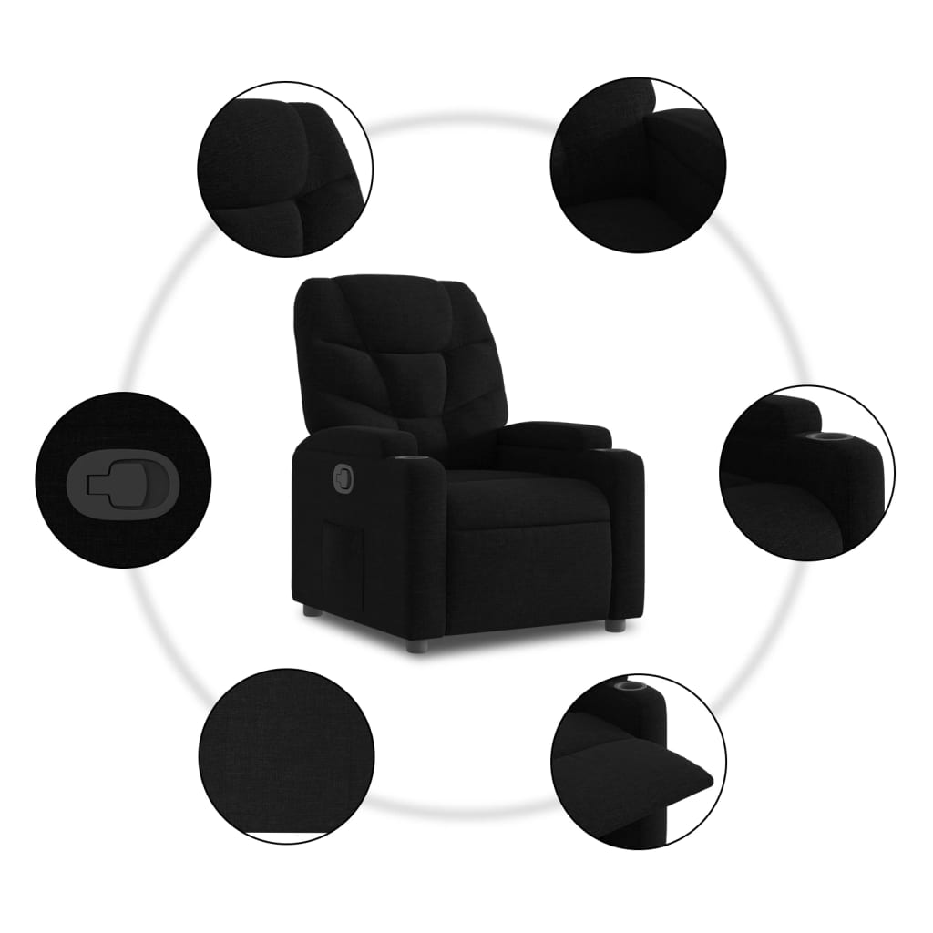 Fauteuil inclinable en tissu noir