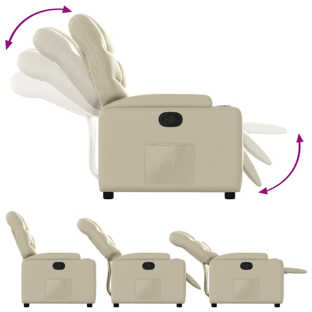 Fauteuil inclinable en similicuir crème
