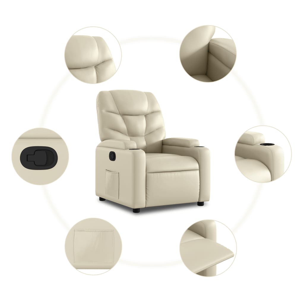 Fauteuil inclinable en similicuir crème