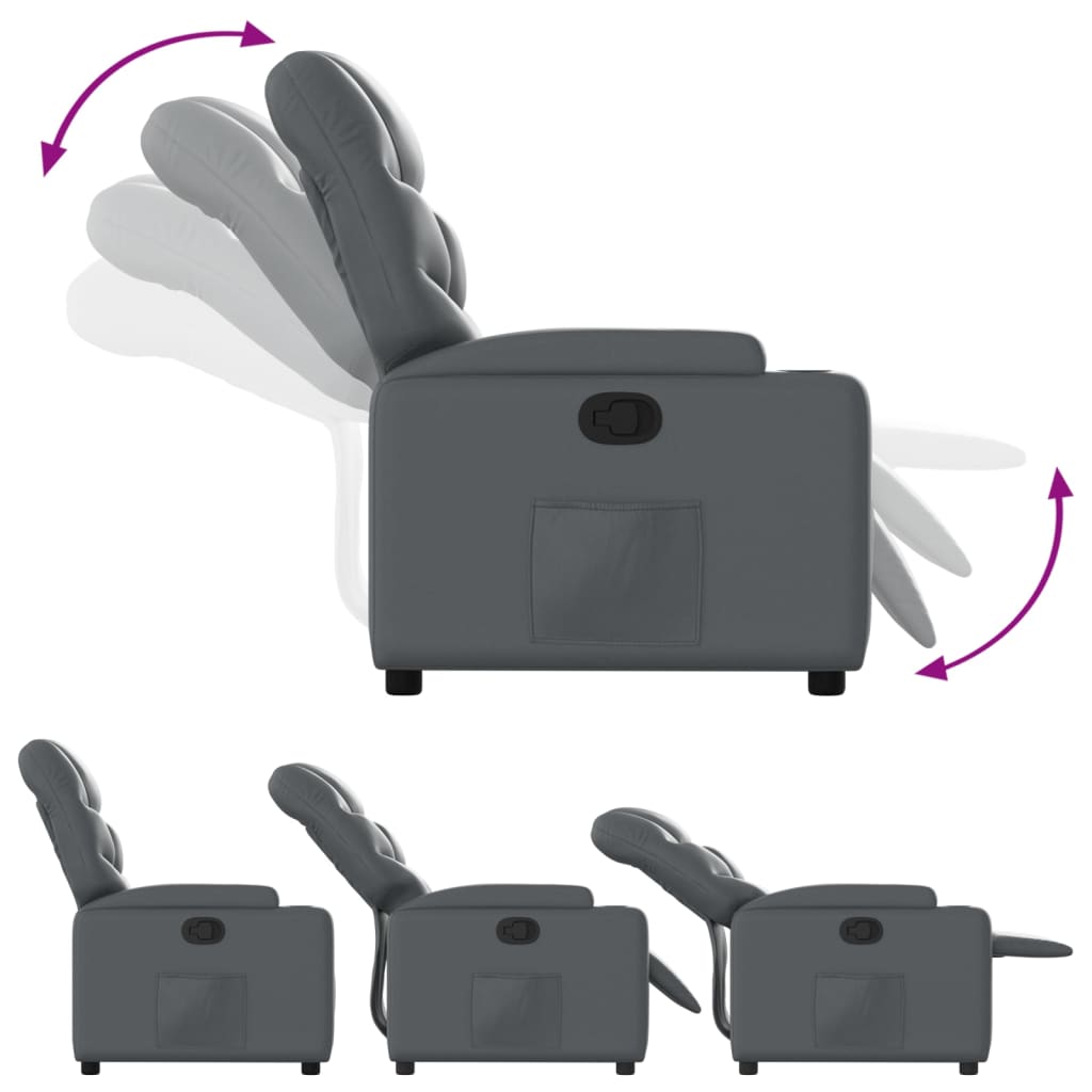 Fauteuil inclinable en similicuir gris