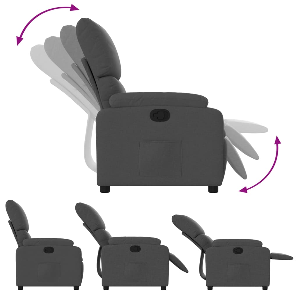 Fauteuil inclinable en tissu gris foncé