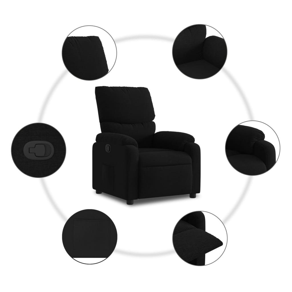 Fauteuil inclinable en tissu noir