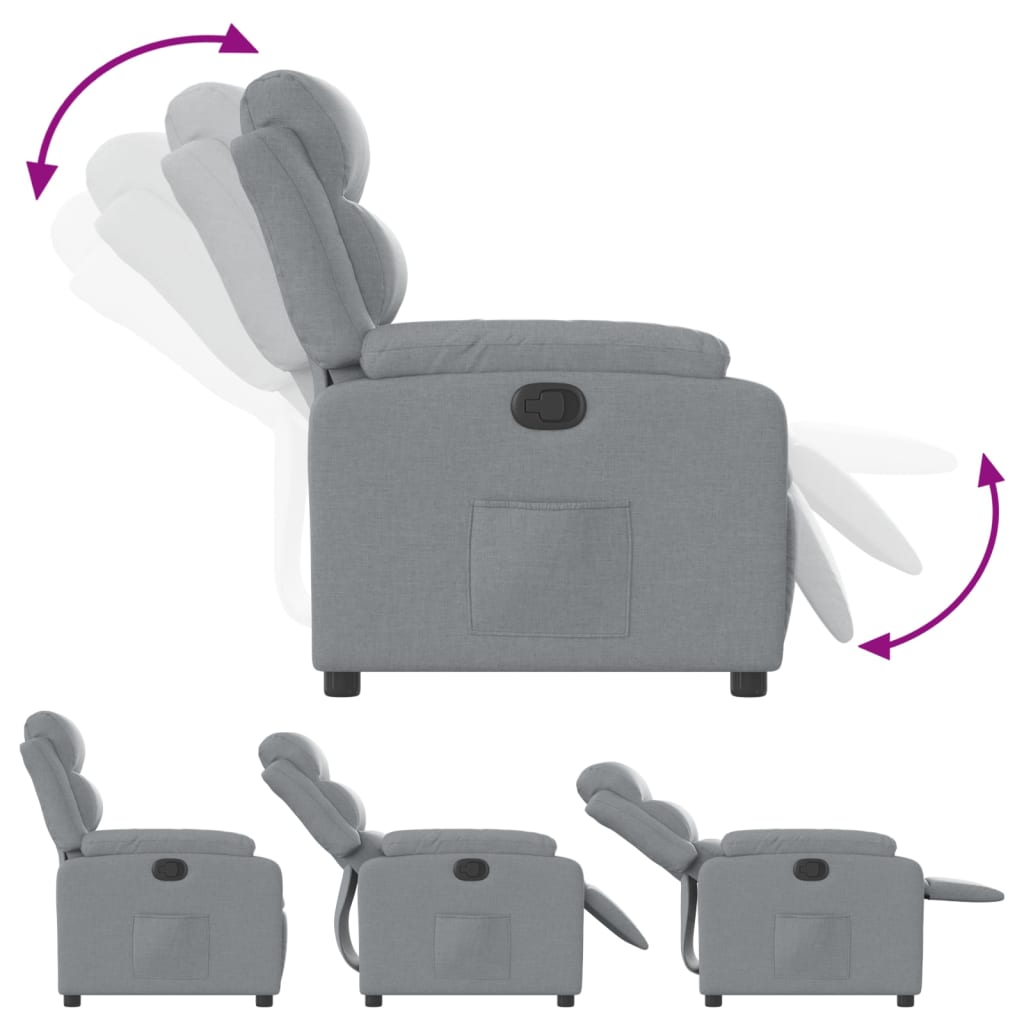 Fauteuil inclinable en tissu gris clair