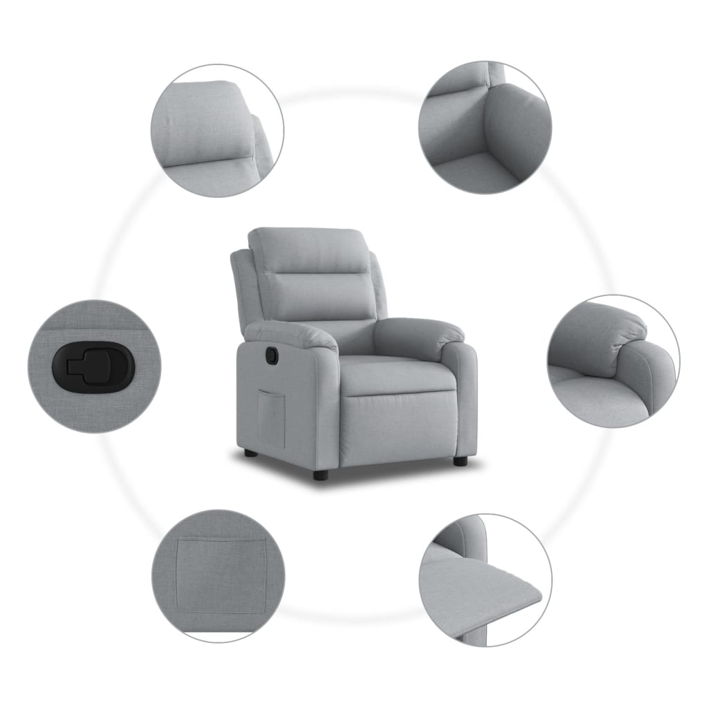 Fauteuil inclinable en tissu gris clair