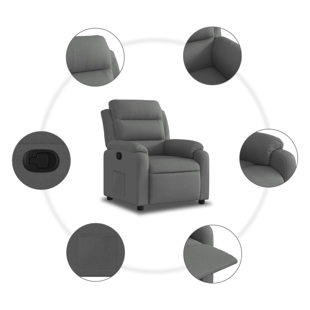 Fauteuil inclinable en tissu gris foncé