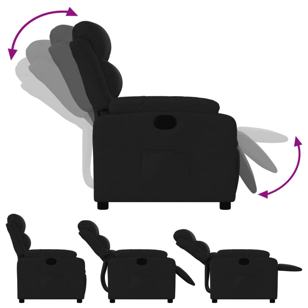 Fauteuil inclinable en tissu noir