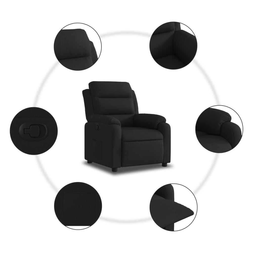 Fauteuil inclinable en tissu noir