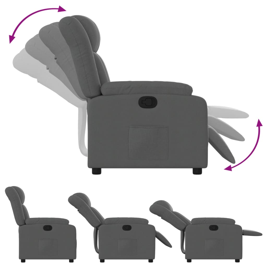Fauteuil inclinable en tissu gris foncé