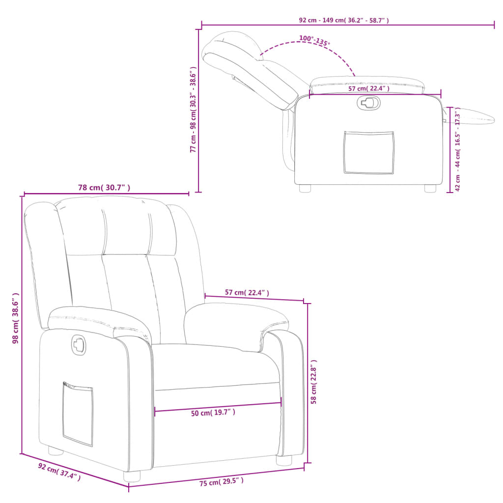Fauteuil inclinable en tissu gris foncé