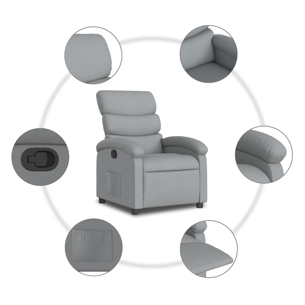 Fauteuil inclinable gris clair tissu