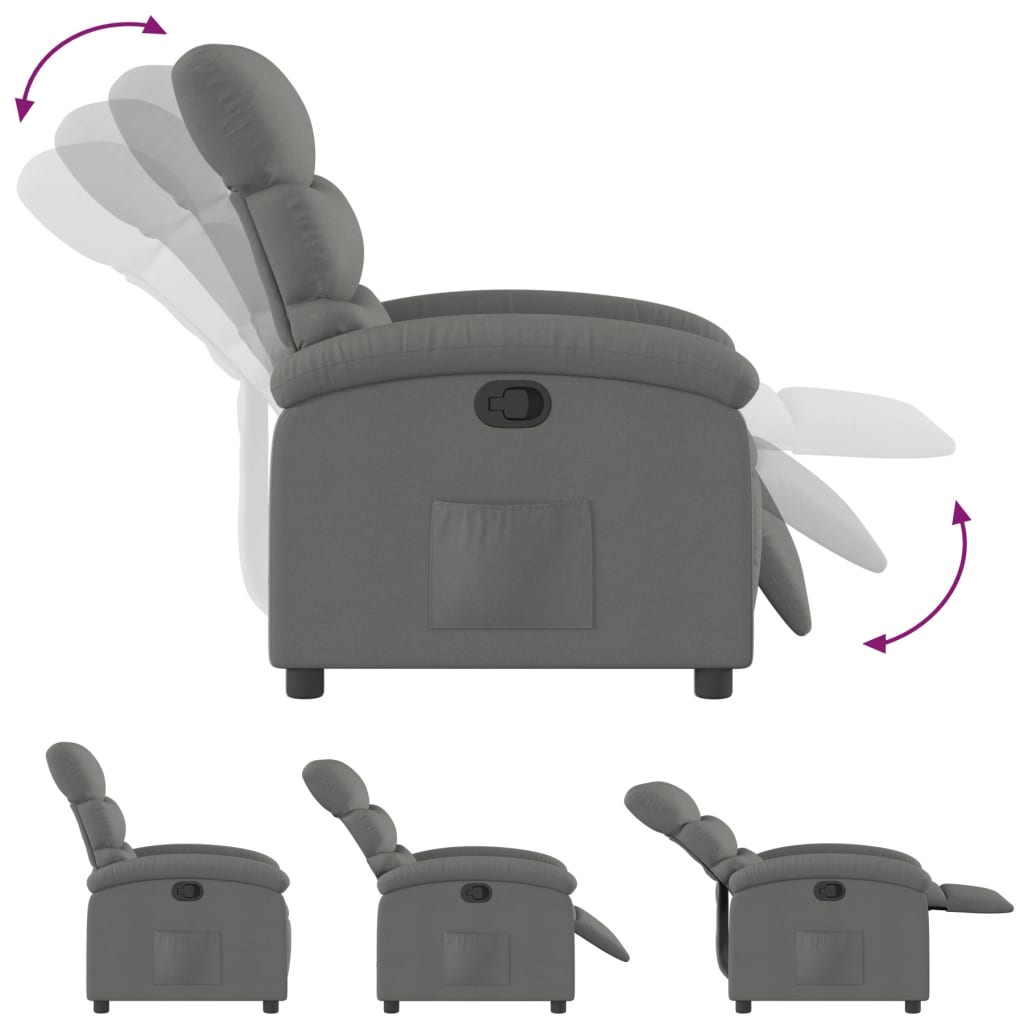 Fauteuil inclinable gris foncé tissu