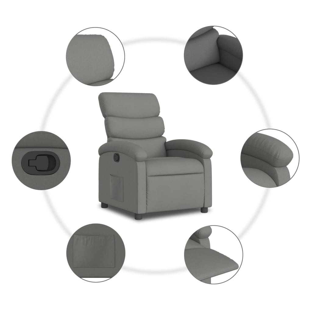 Fauteuil inclinable gris foncé tissu