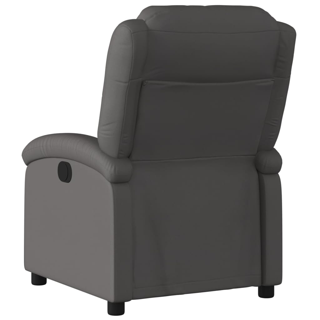 Fauteuil inclinable gris cuir véritable