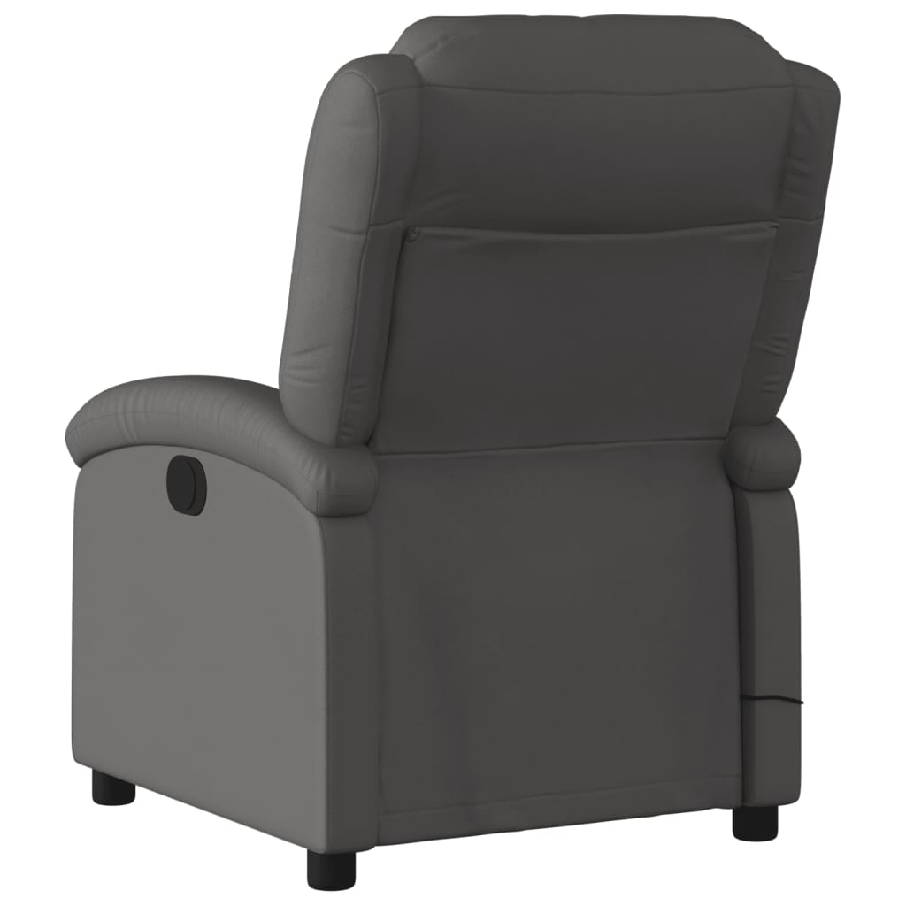 Fauteuil de massage inclinable gris cuir véritable