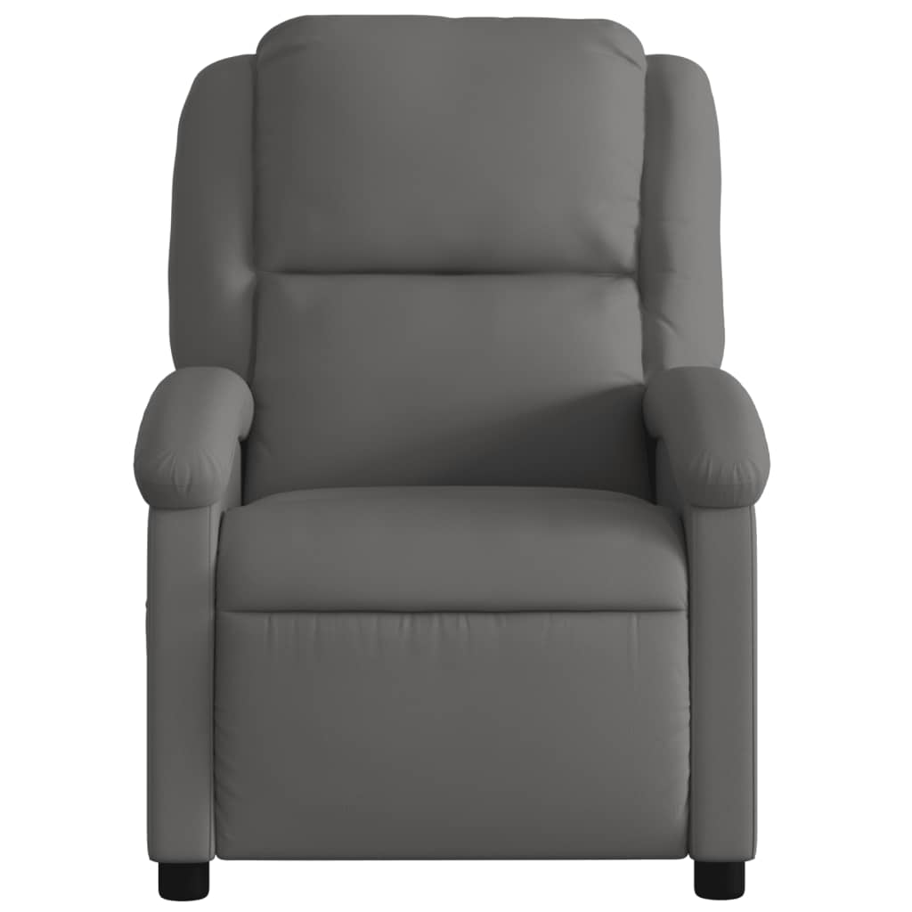 Fauteuil de massage inclinable gris cuir véritable