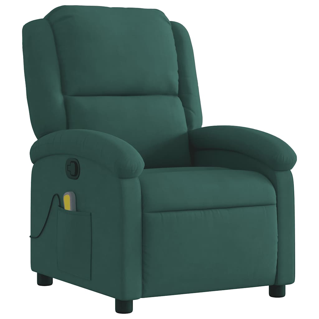 Fauteuil inclinable de massage vert foncé velours
