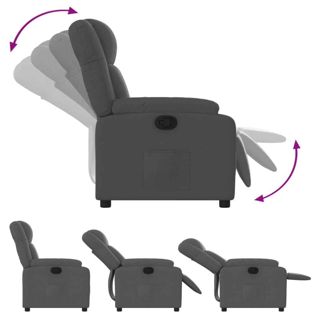 Fauteuil inclinable gris foncé tissu