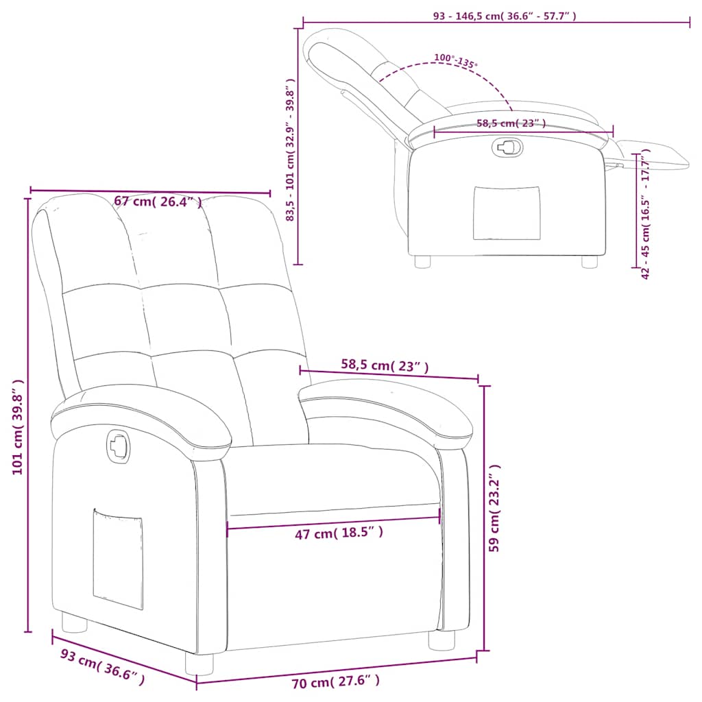 Fauteuil inclinable Marron Tissu