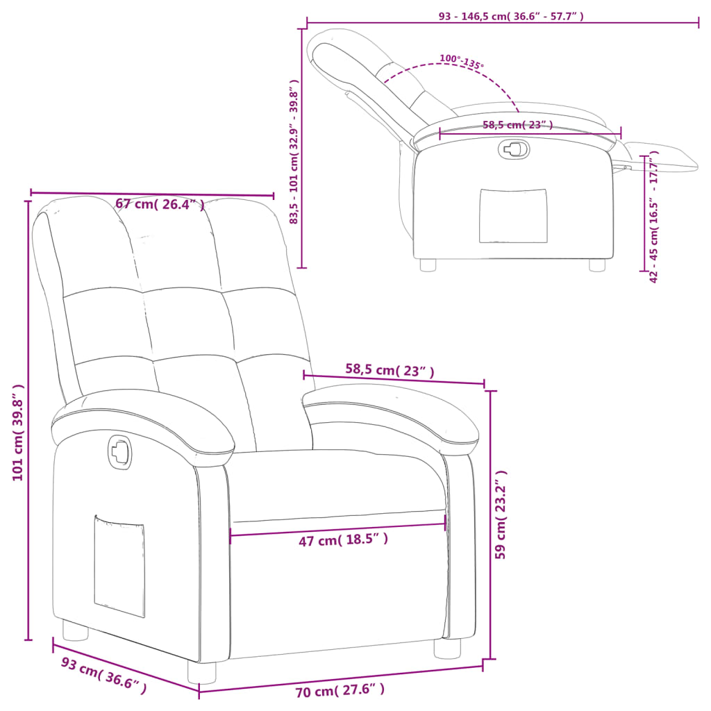 Fauteuil inclinable Taupe Tissu