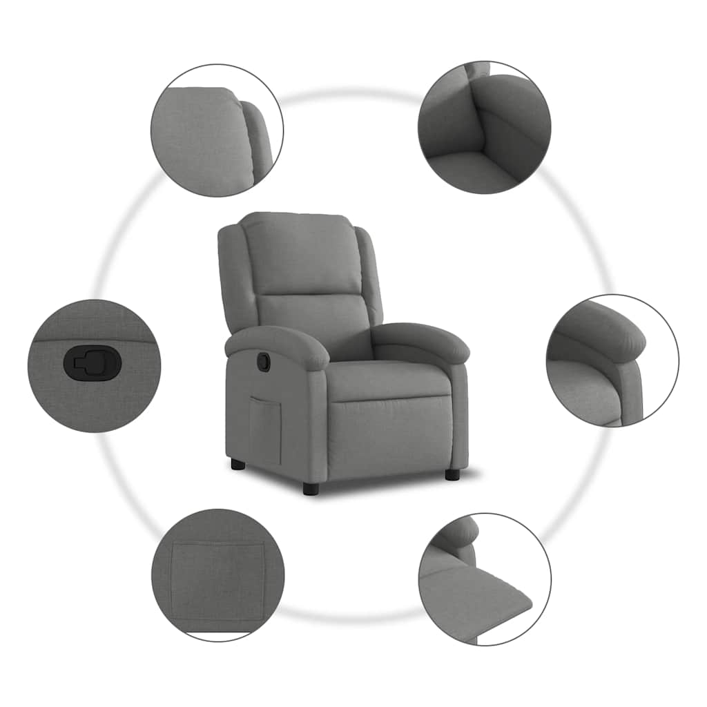 Fauteuil inclinable en tissu gris foncé