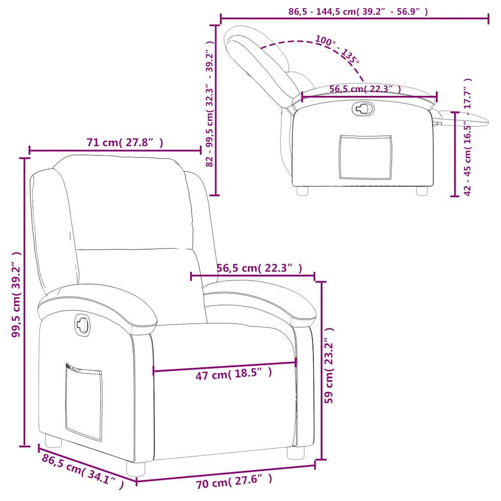 Fauteuil inclinable en tissu gris foncé