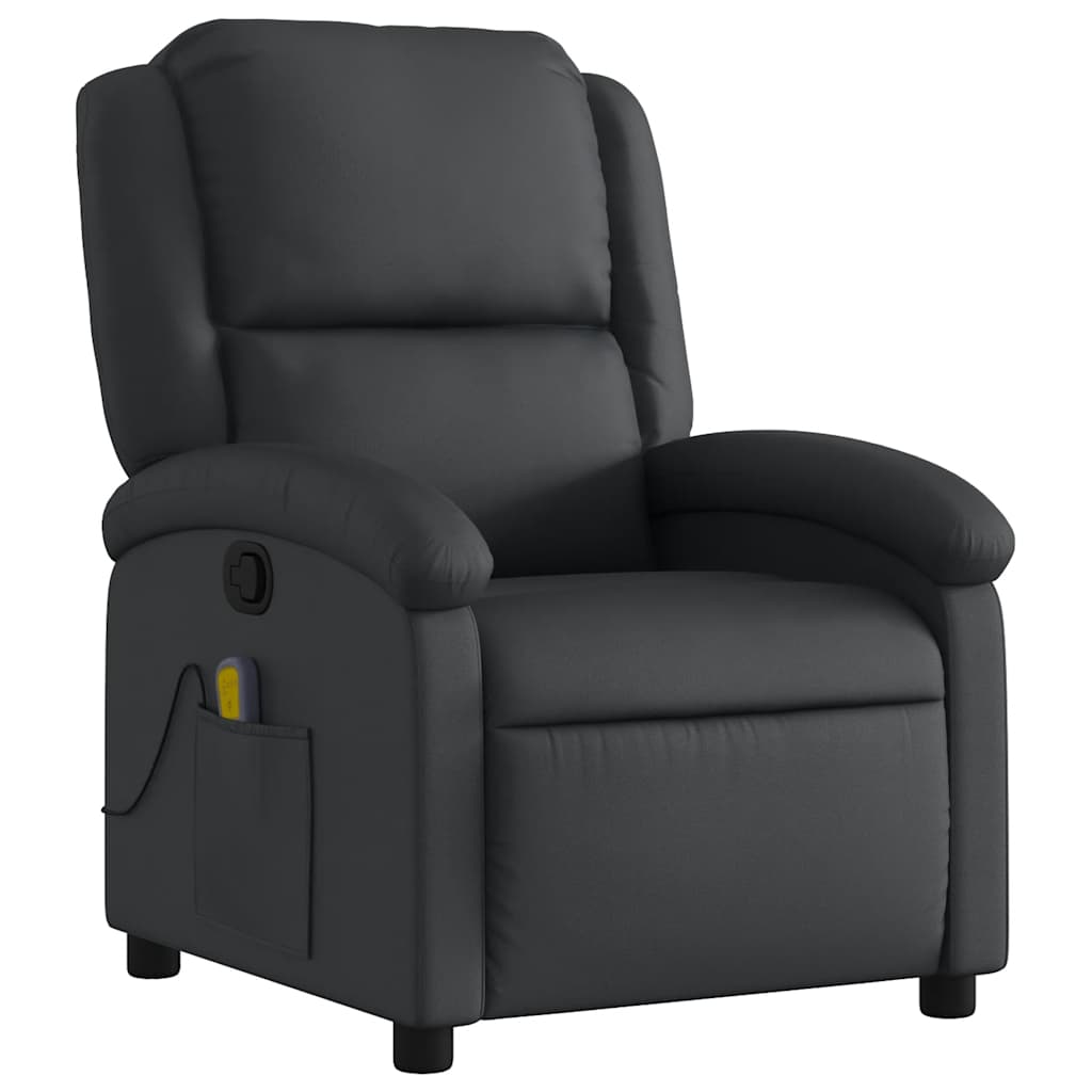 Fauteuil de massage inclinable noir cuir véritable