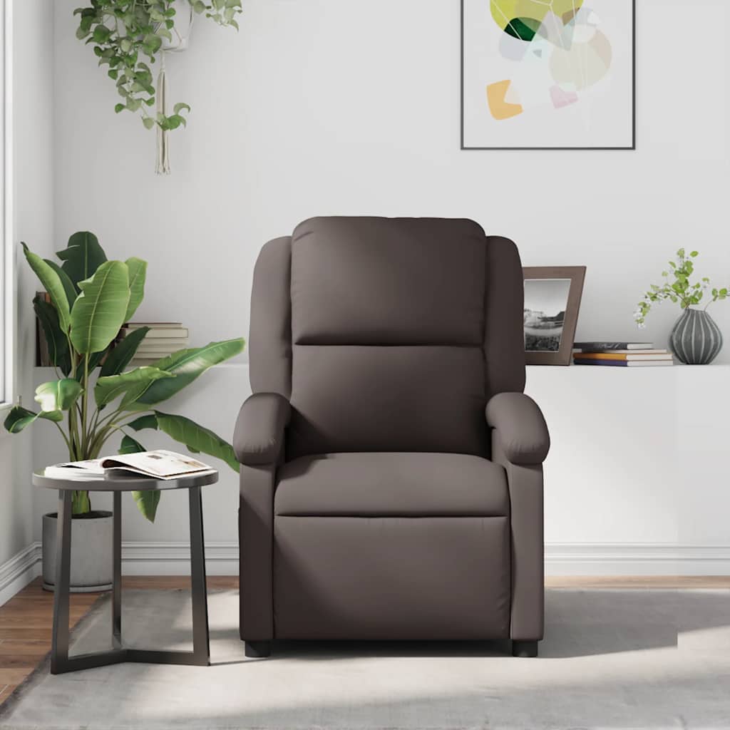 Fauteuil inclinable de massage marron foncé cuir véritable