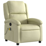 Fauteuil de massage inclinable crème cuir véritable