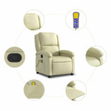 Fauteuil de massage inclinable crème cuir véritable