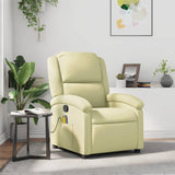 Fauteuil de massage inclinable crème cuir véritable