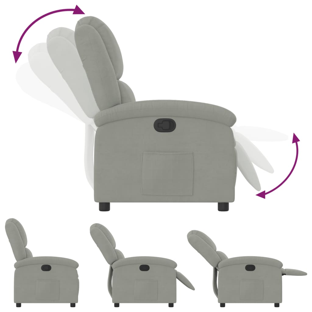 Fauteuil inclinable en velours gris clair