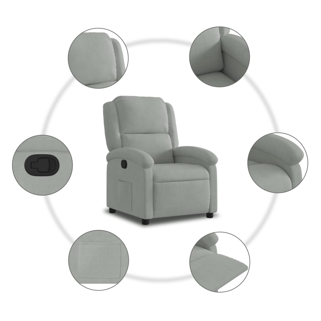 Fauteuil inclinable en velours gris clair