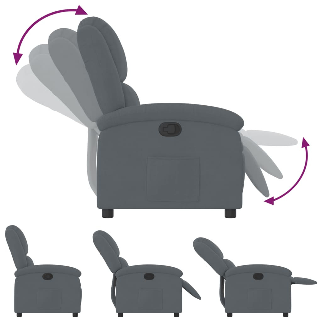Fauteuil inclinable Gris foncé Velours