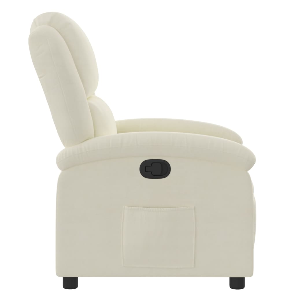 Fauteuil inclinable en velours crème