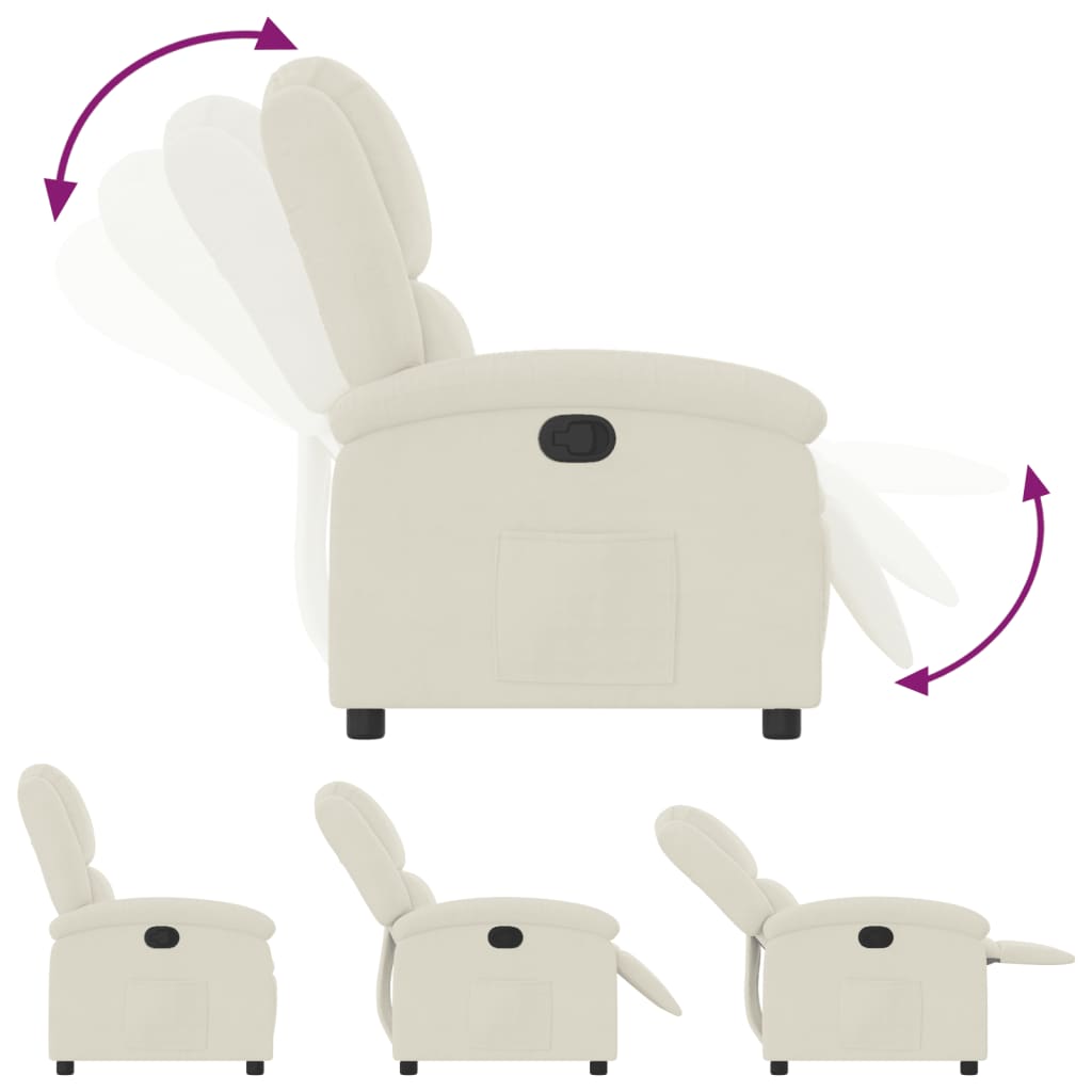 Fauteuil inclinable en velours crème